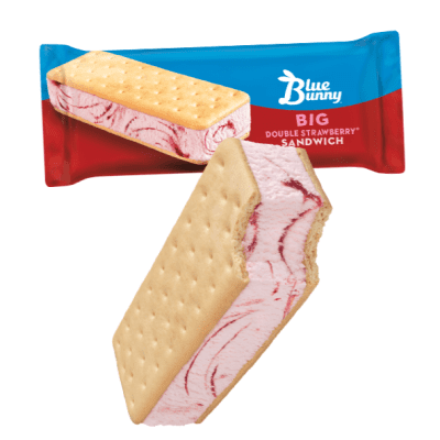 A close up of a slice of ice cream sandwich