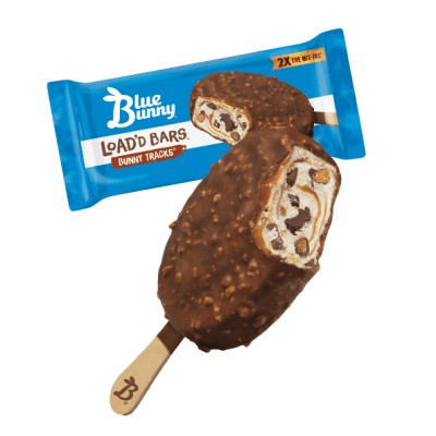 A chocolate ice cream bar and wrapper are shown.