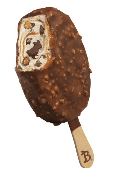 A chocolate ice cream bar with nuts on top.